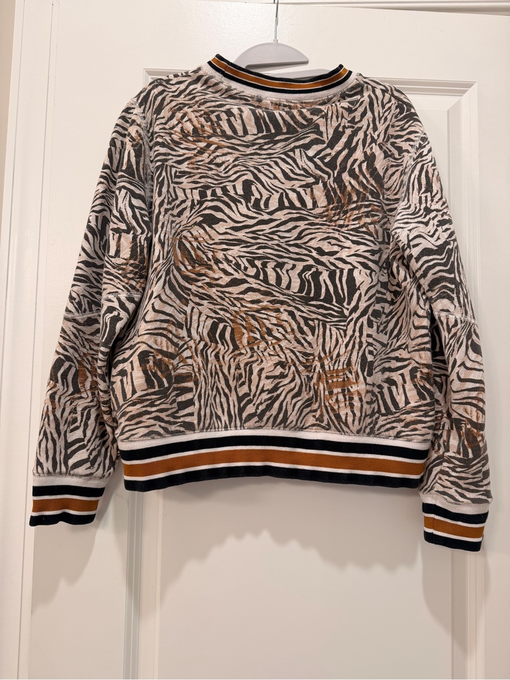 next Zebra-Print Crewneck Sweater - Black/White/Brown